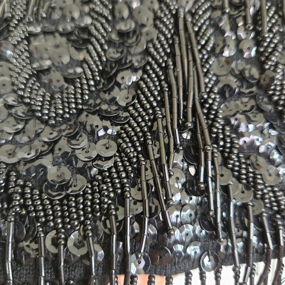 VTG 60s Heavy Beaded & Sequin Scoop Neck Glam Rock Women's Small Lambs Wool Silk - Picture 11 of 17